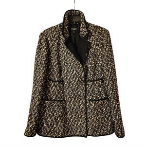 TALBOTS Black & Gold Metallic Tweed  Double Breasted Blazer - Size 16